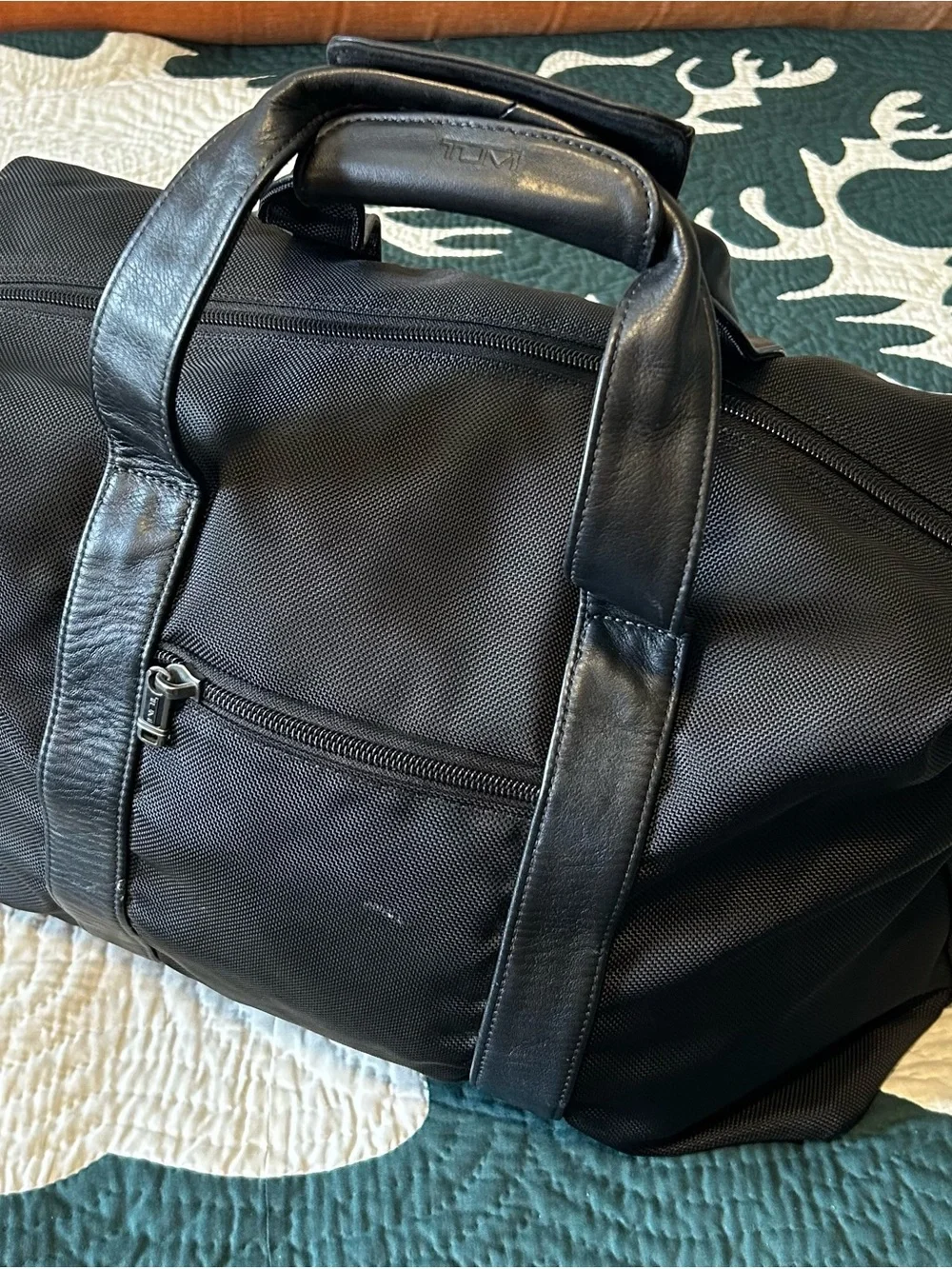 Authentic Tumi Black Men's Duffel Bag with Leather Trim